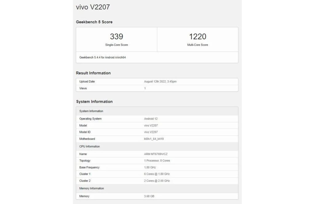 vivo Y22
